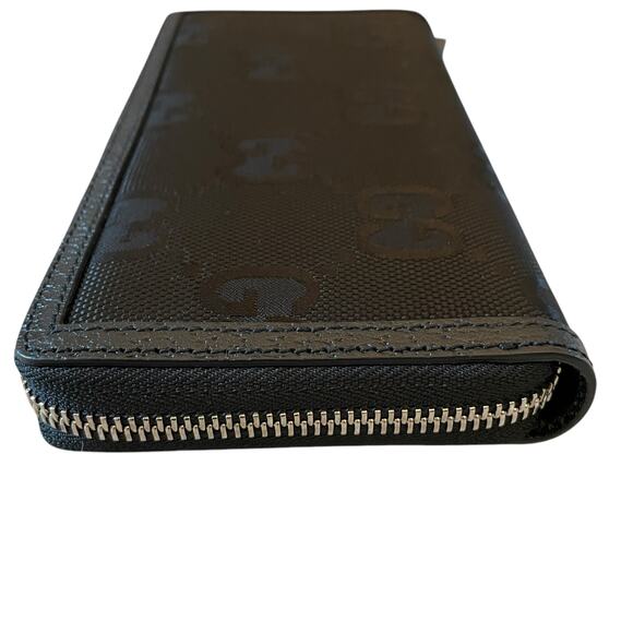 GUCCI Off The Grid Zip Around Long Wallet GG Logo Nylon Leather Black Gold New - Picture 6 of 16